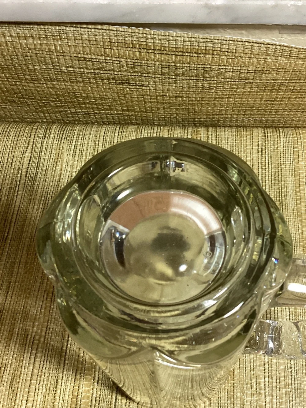 Clear Glass Golf-Themed Beer Stein with Gold Trim